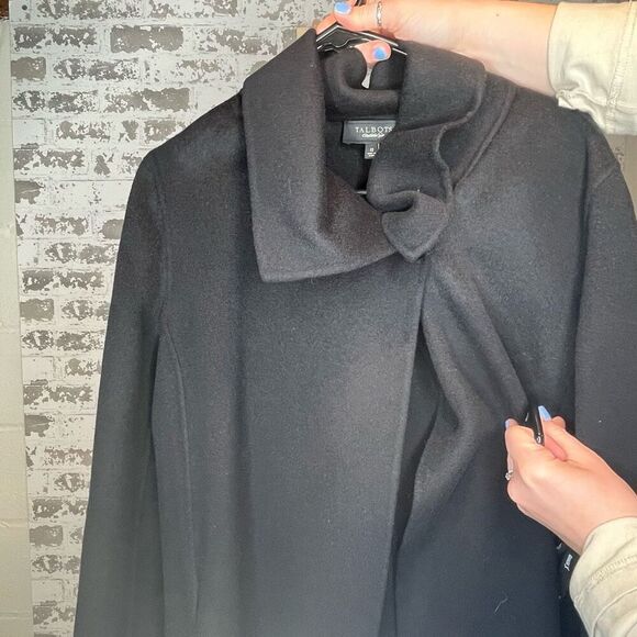Talbots | women long black wool blend dress coat - Picture 10 of 12